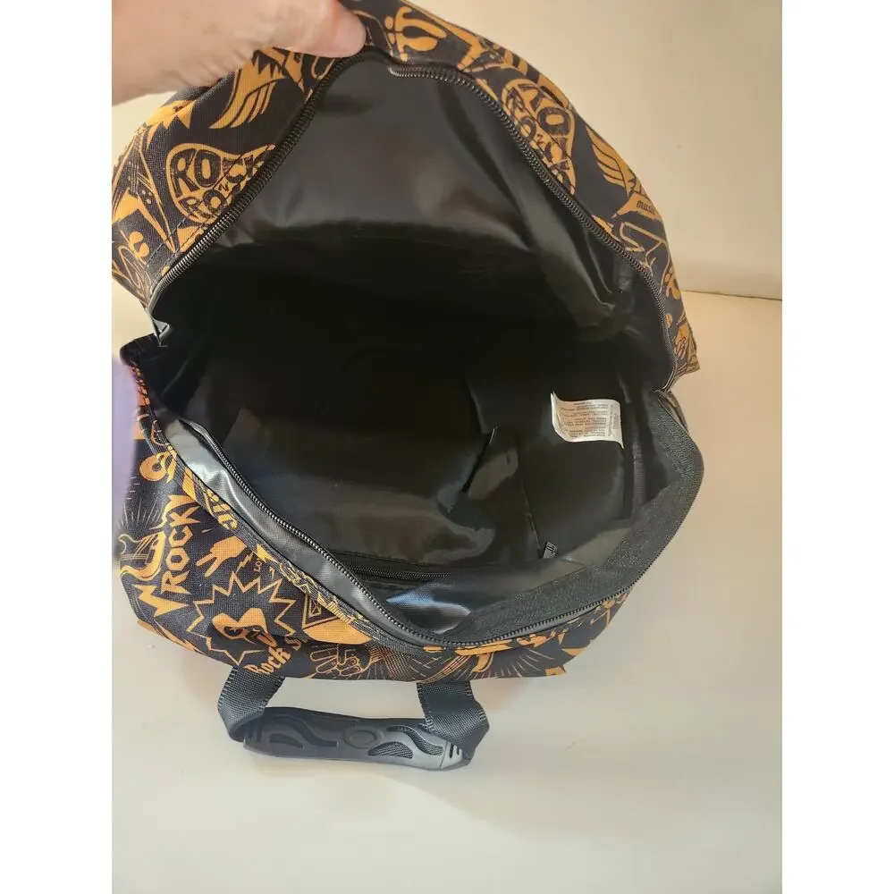 Black & Yellow Totto Backpack W/ Rock Music Graphic Print with Totto Logo